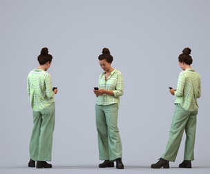 00340_Siti005 Adult Caucasian woman standing in public space with smartphone, autumn attire