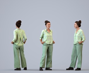 00340_Siti006 Adult Caucasian woman waiting in public wearing casual transitional attire