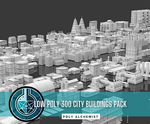 Low Poly City Buildings Pack Of 300 - Game Ready - Untextured