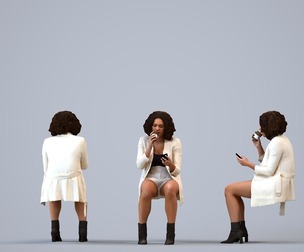 00214_Aimee0010 Adult Black woman making phone call in office wearing autumn or spring business