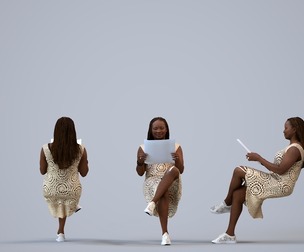 00314_Theresial015 Adult Black woman reading at home in casual summer attire