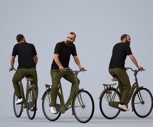 00344_Mansur014 Adult Middle Eastern man cycling outdoors in casual summer attire