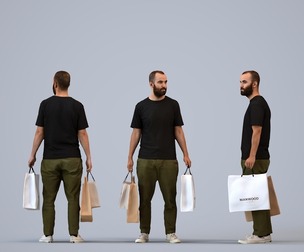 00344_Mansur010 Adult Middle Eastern man shopping in retail space with bag, autumn or spring attire