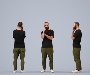 00344_Mansur007 Adult Middle Eastern man calling outdoors in autumn or spring attire