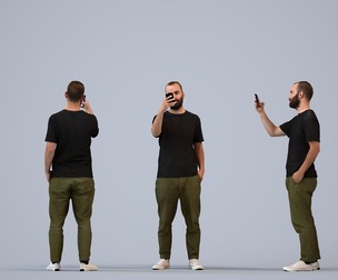 00344_Mansur009 Adult Middle Eastern man calling outdoors in casual summer attire