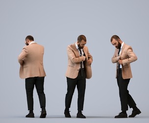00346_Mansur004 Adult Asian man calling while walking in office wearing transitional seasonal