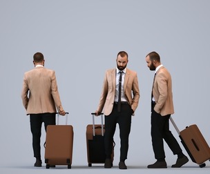 00346_Mansur007 Adult Middle Eastern businessman waiting with suitcase in autumn or spring attire