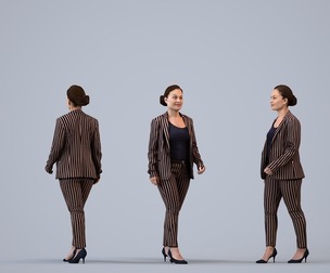 00347_Anisa005 Adult Caucasian woman walking through office in autumn or spring business attire