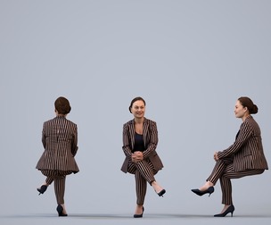 00347_Anisa010 Adult Caucasian woman waiting in office wearing transitional seasonal business attire