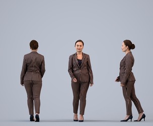 00347_Anisa004 Adult Caucasian woman walking through office in autumn or spring business attire