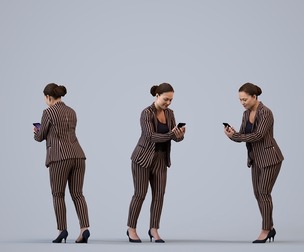 00347_Anisa006 Adult Caucasian woman standing in office wearing autumn or spring business attire,