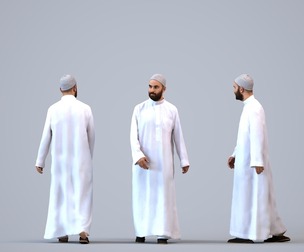 00348_Mansur008 Adult Middle Eastern man walking through public space in summer attire