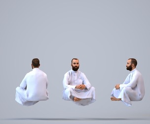 00348_Mansur006 Adult Middle Eastern man relaxing at home in casual summer attire