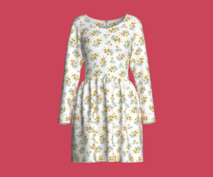 Girls Floral Print Long Sleeve Mini Dress | Marvelous / Clo3d / obj / fbx