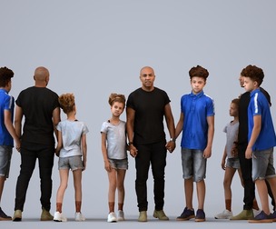 00352_Lucas010 Adult Black man standing with family group in casual summer clothing