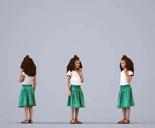 00353_Cloe002 Young mixed-ethnicity girl standing with smartphone in casual summer school attire