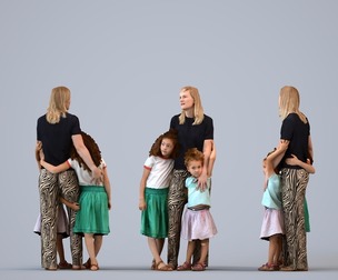 00354_Rey006 Adult Caucasian woman standing casually with family in summer home setting