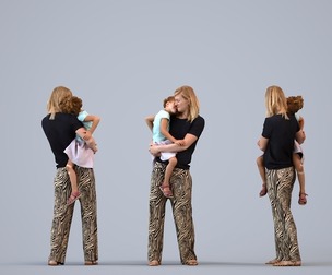 00354_Rey008 Adult Caucasian woman bonding with daughter at home in casual summer clothing