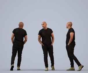 00356_Carl004 Adult Black male walking through public space in transitional seasonal clothing