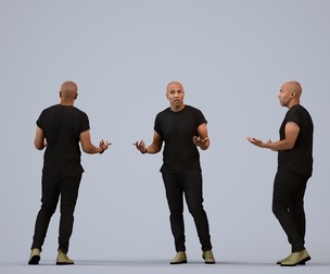 00356_Carl006 Adult Black man talking in public space wearing transitional seasonal clothing