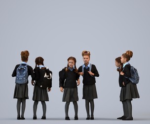 00358_Cloe002 Teen Black girl standing with school bag in uniform for educational facility
