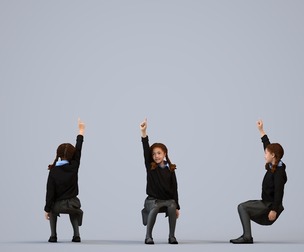 00360_Cloe011 Young Black girl sitting in school uniform for educational facility visualization