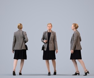 00362_Sophie003 Adult Caucasian woman walking through office in transitional seasonal business