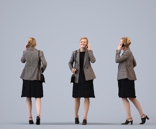 00362_Sophie004 Adult Caucasian woman walking while calling in office setting, autumn attire