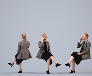 00362_Sophie007 Adult Caucasian woman calling on smartphone in office business attire