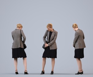 00362_Sophie005 Adult Caucasian woman waiting in office wearing autumn or spring business attire