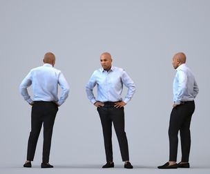 00363_Carl009 Adult Black male waiting in office wearing autumn or spring business attire