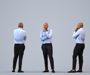 00363_Carl010 Adult Black male standing in office wearing transitional seasonal business attire