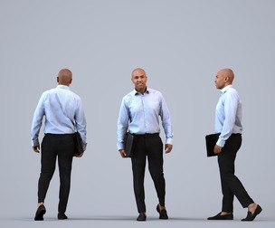 00363_Carl011 Adult Black male walking through office in autumn or spring business attire with