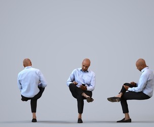 00363_Carl016B Adult Black male sitting in office setting holding smartphone
