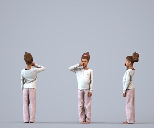 00364_Evie003B Young mixed girl standing at home in transitional seasonal clothing