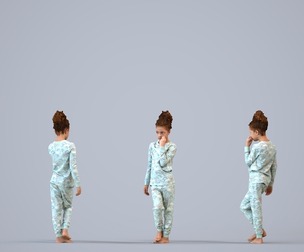 00366_Chloe004 Teen mixed-ethnicity girl standing at home in cozy pajamas for residential
