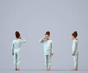 00366_Chloe003 Teen Caucasian girl brushing teeth at home wearing pajamas for residential