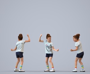 00371_Chloe005 Teen Caucasian girl running in casual summer clothing for public space visualization