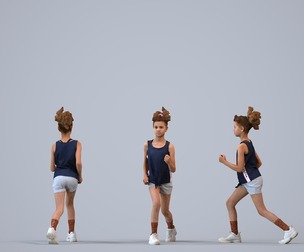 00372_Evie004 Young mixed ethnicity girl running in summer sportswear for exercise visualization
