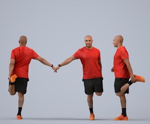 00373_Carl004 Adult Black male running outdoors in summer sportswear for exercise