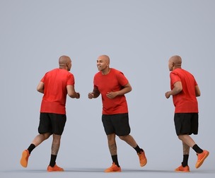 00373_Carl003 Adult black male running outdoors in summer sportswear for exercise