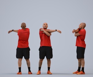 00373_Carl005 Adult Black male exercising in athletic wear for sports facility visualization