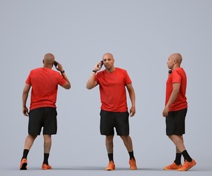 00373_Carl011 Adult Black man calling on smartphone in summer sportswear