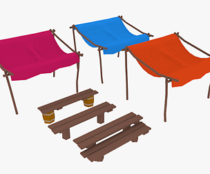 LowPoly Market Stall
