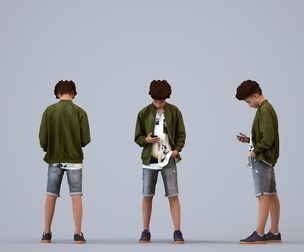 00378_Lucas005 Teen mixed male standing outdoors with smartphone in autumn or spring attire