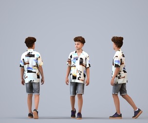 00378_Lucas011 Teen mixed-race male walking through public space in casual summer clothing