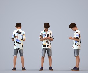 00378_Lucas012 Teen mixed-race male standing publicly with smartphone in transitional clothing