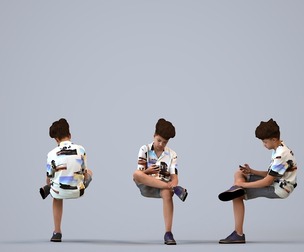 00378_Lucas010 Teen mixed male sitting publicly with smartphone in transitional seasonal clothing