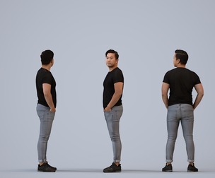 00380_Mansur003 Adult Asian man waiting in public space wearing casual summer clothing