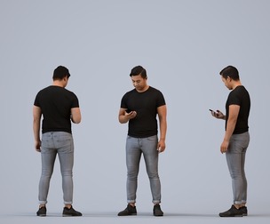 00380_Mansur006 Adult Asian male standing in public space with smartphone